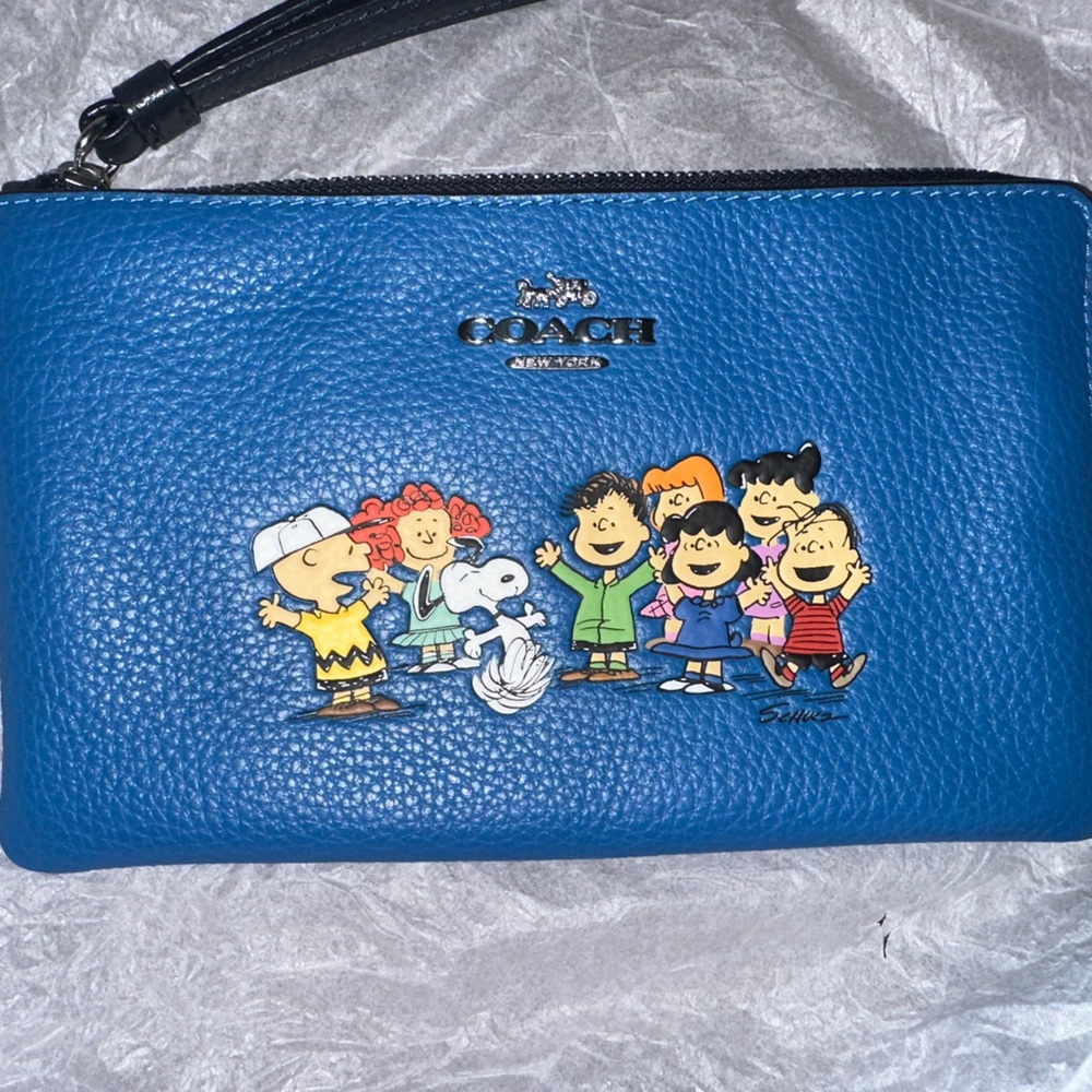 Coach Blue Wristlet with Peanuts Design